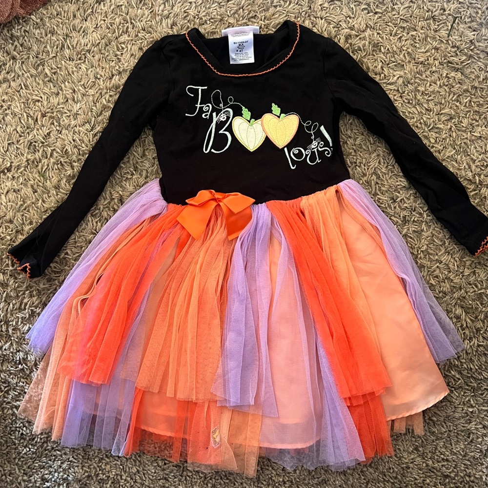 Kids Halloween Tutu Dress - Black, Orange, Purple